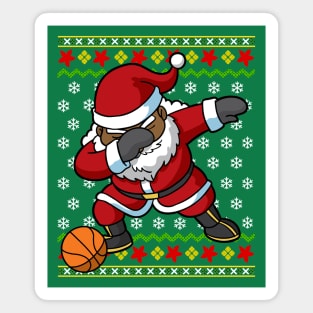 African American Black Santa Claus Dabbing Basketball Magnet